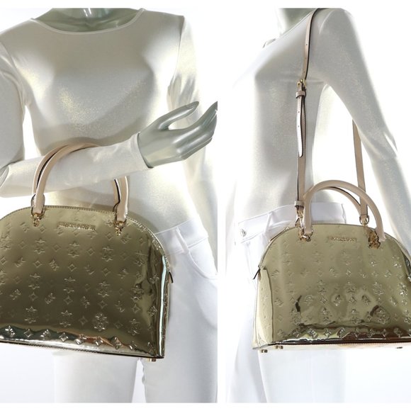 Michael Kors Emmy Large Top Zip Satchel Pale Gold - Picture 3 of 8